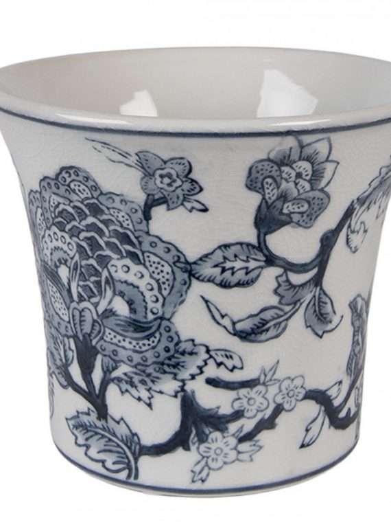 Blumentopf Weiß Blau Keramik