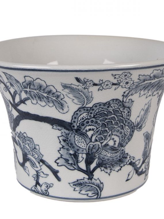 Blumentopf Weiß Blau Keramik