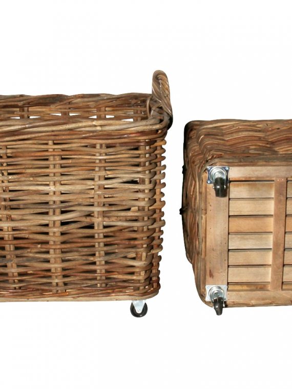Rattan-Henkelkorb m. Rollen, 'SYLT', quad. groß