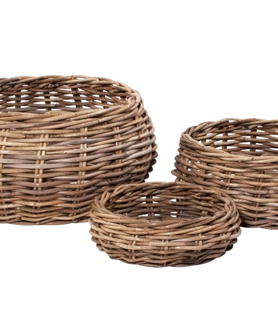 Rattan Korb rund grau groß